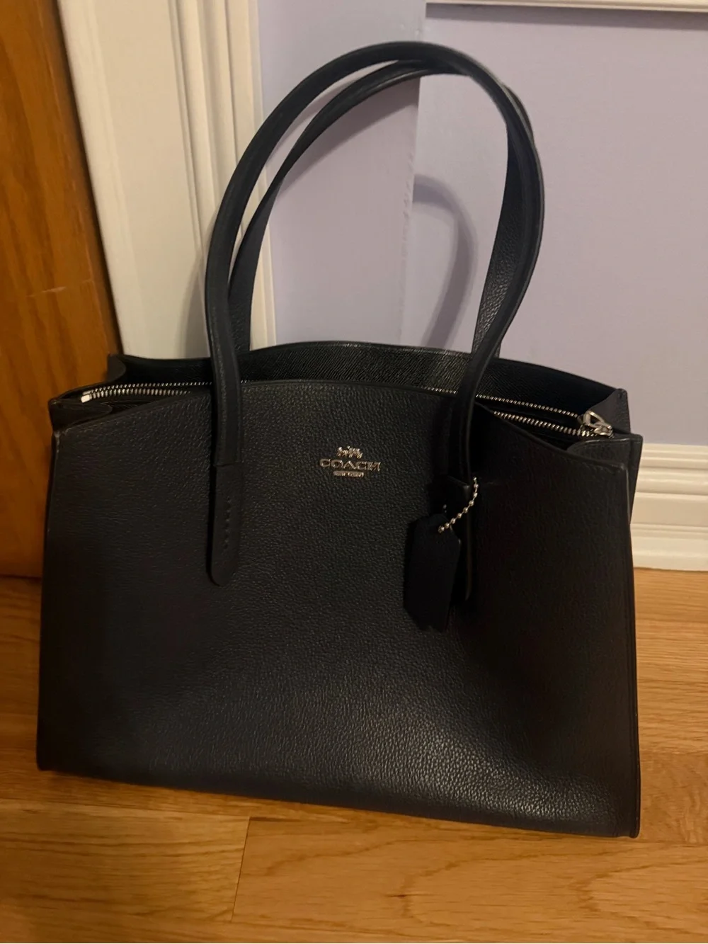 Coach Blue Pebbled Leather Top Handle Satchel Crossbody Bag CCH64490